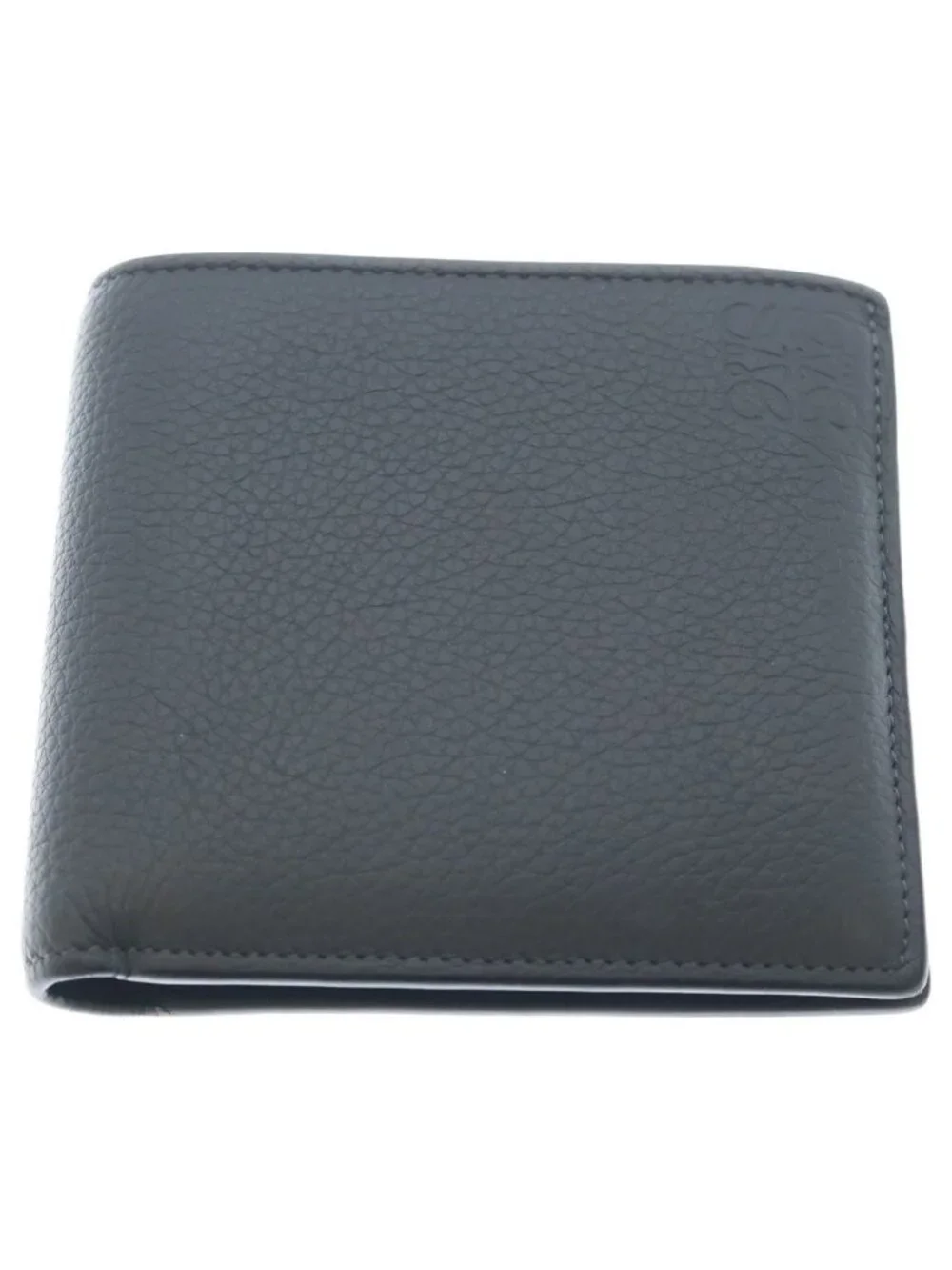 Loewe Anagram Embossed Bifold Leather Compact Wallet Gray
